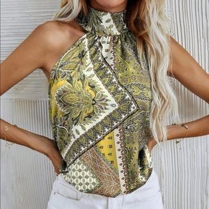 Cute Boho yellow tan floral paisley print tank top. New never worn. Pic is exact